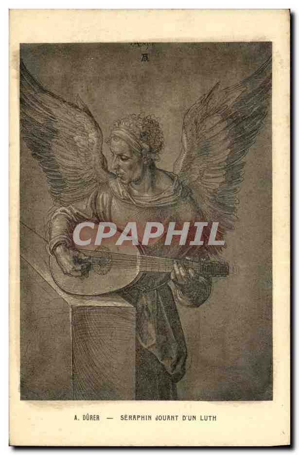 CPA Durer Seraphin jouant d'un luth 