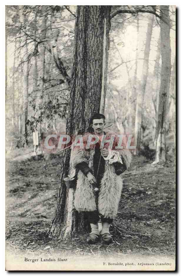 CPA Berger landais filant Folklore 