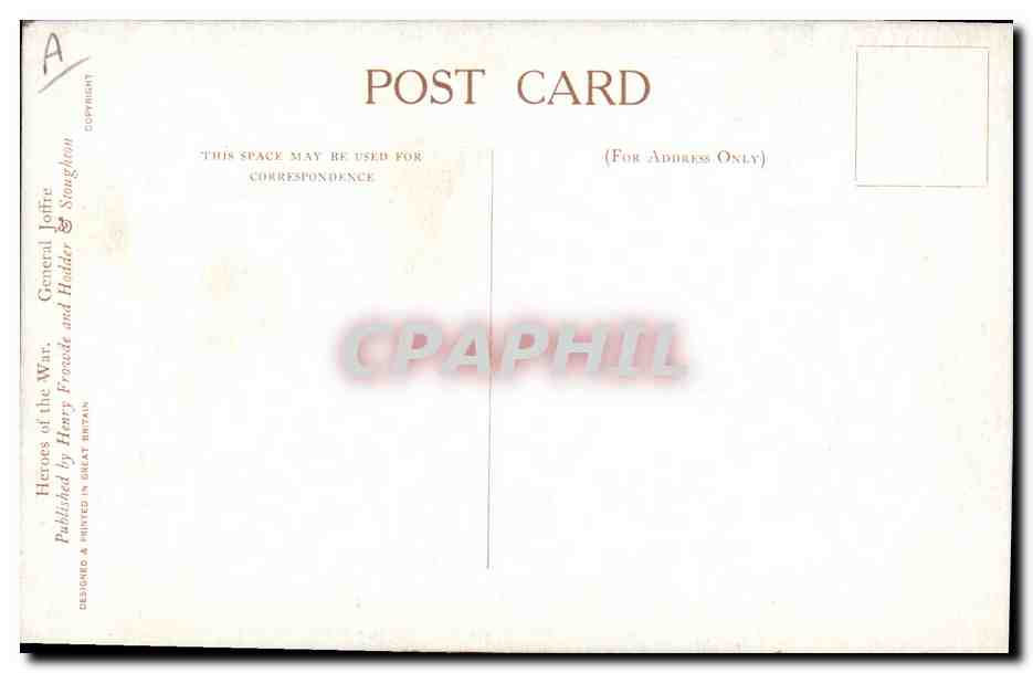 Général Joffre — Heroes of the War — Published by Henry Frasade and Hidder — Verso
