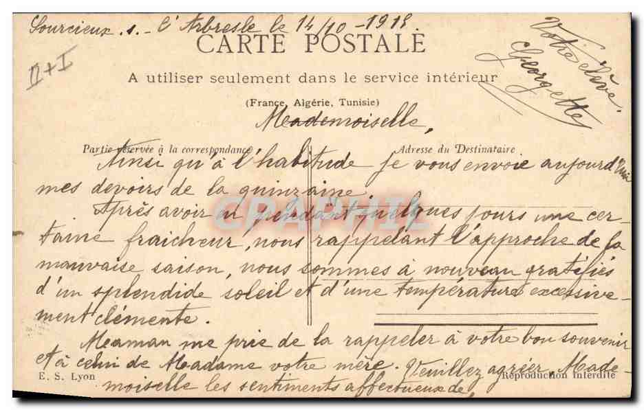 CPA Militaria Joffre Alsace  — Rückseite