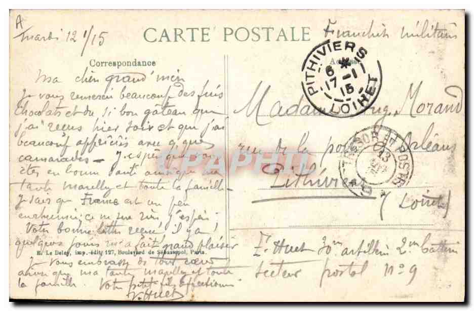 Les Généraux DE CASTELNAU, JOFFRE, PAU — Éditeur ELD, n° de série non visible — Verso