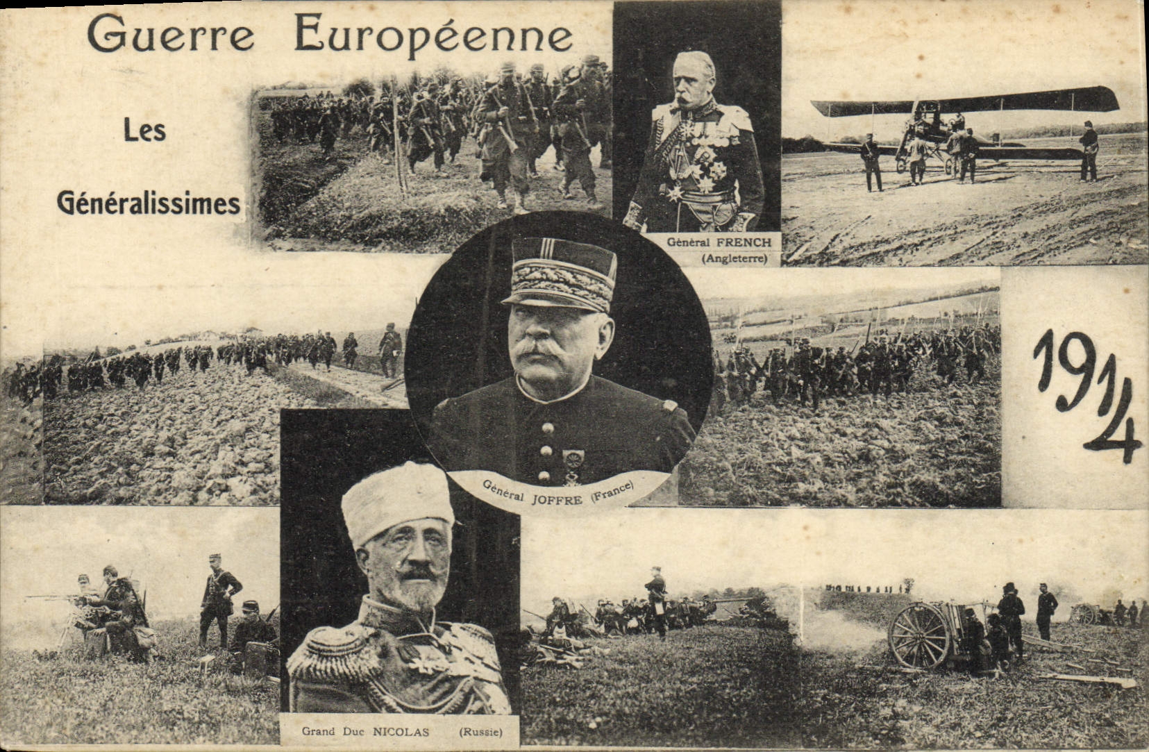 CPA Militaria Les Generalissimes Grand Duc Nicolas Russie Russia French Joffre Avion Aviation 