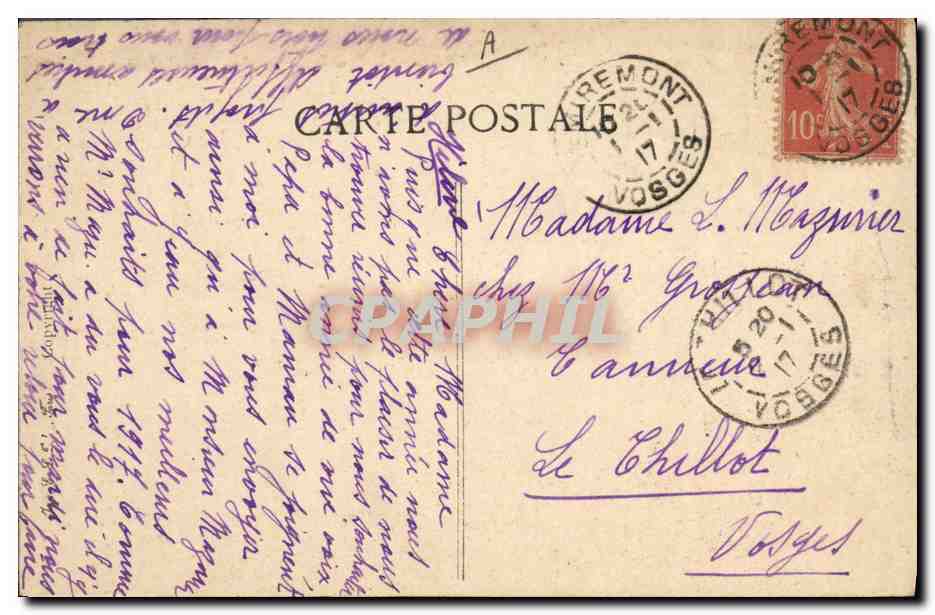 Revue à Wesserling — Le Général Joffre décore les braves — Éditeur J. C. (n°5) — Verso