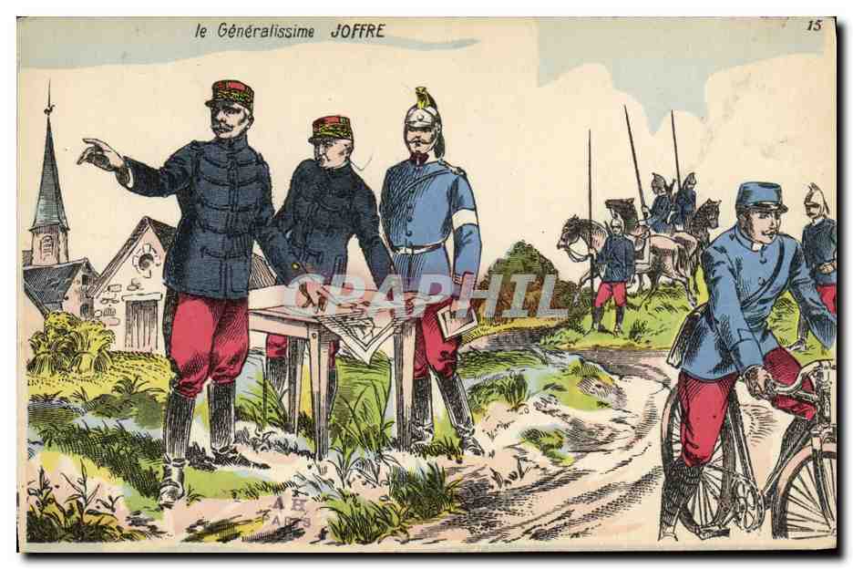 CPA Militaria Le generalissime Joffre Velo Cycle 