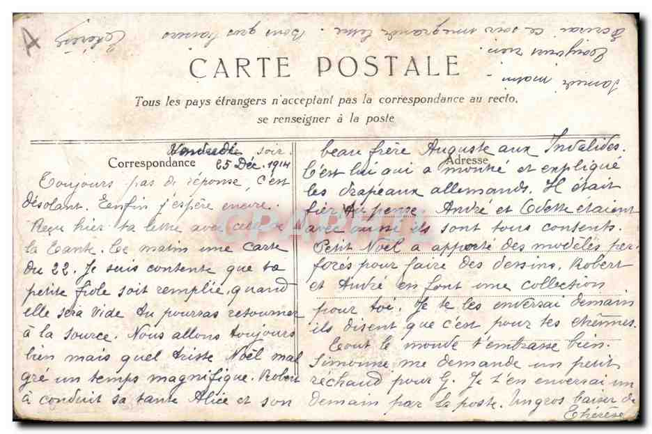 CPA Militaria Bonne annee Joffre Alsace  — Verso