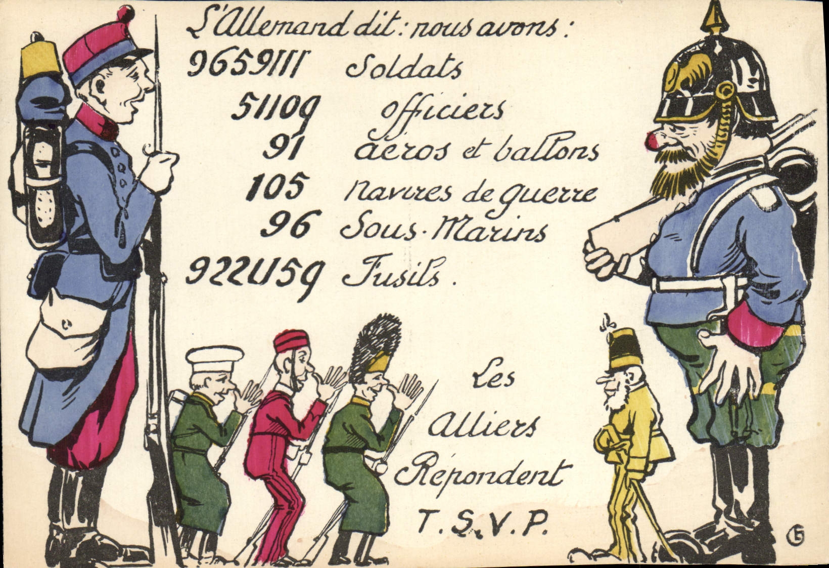 CPA Militaria L'allemand dit nous avons 