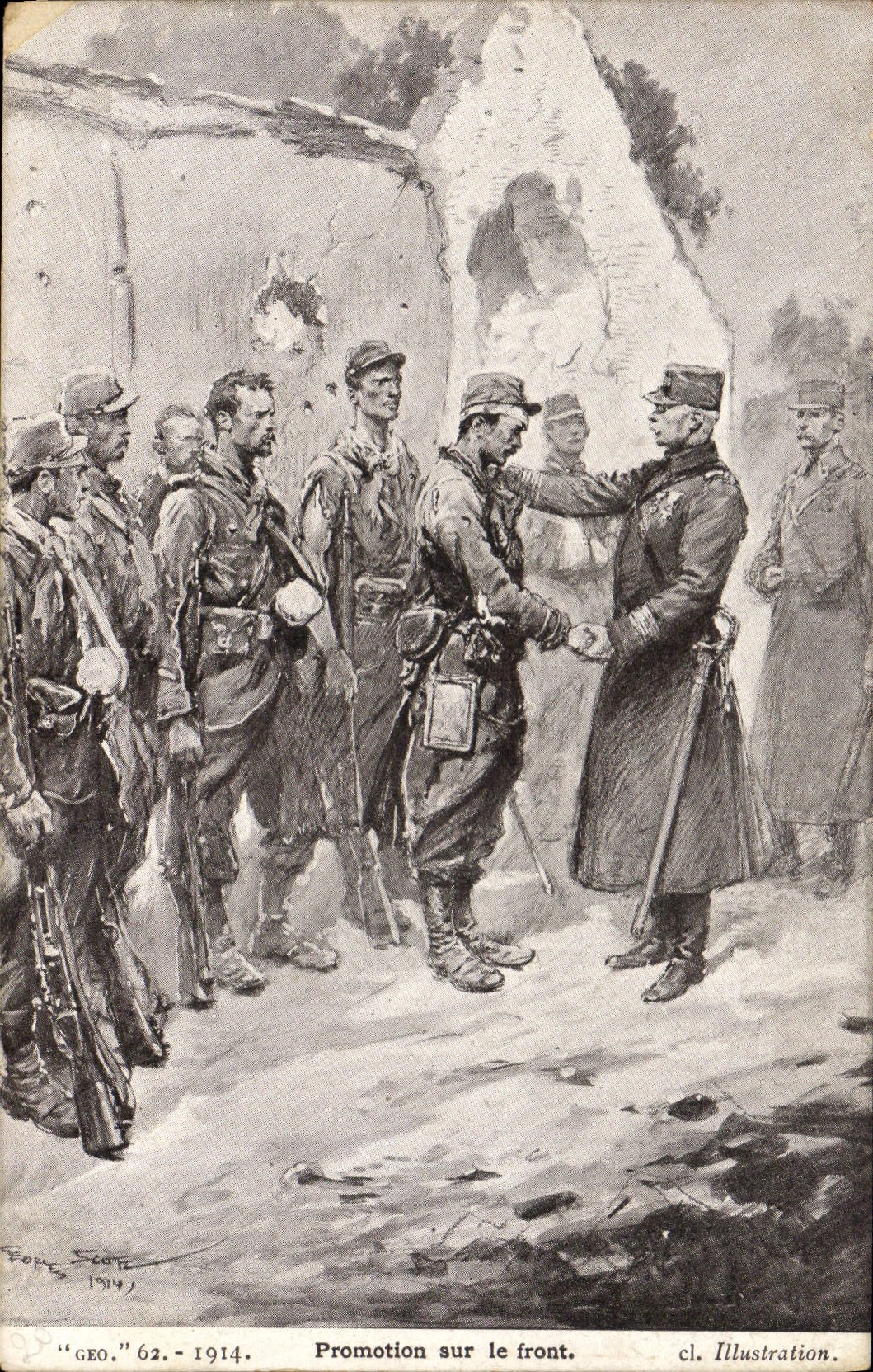 CPA Militaria Promotion sur le front Illustration 
