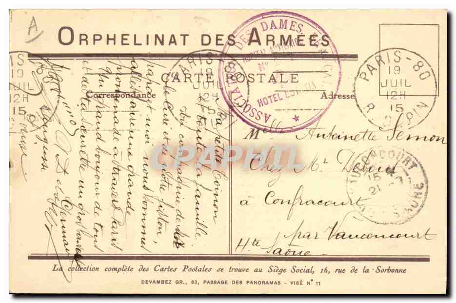 CPA Militaria Enfant Le general Chien Chat  — Rückseite