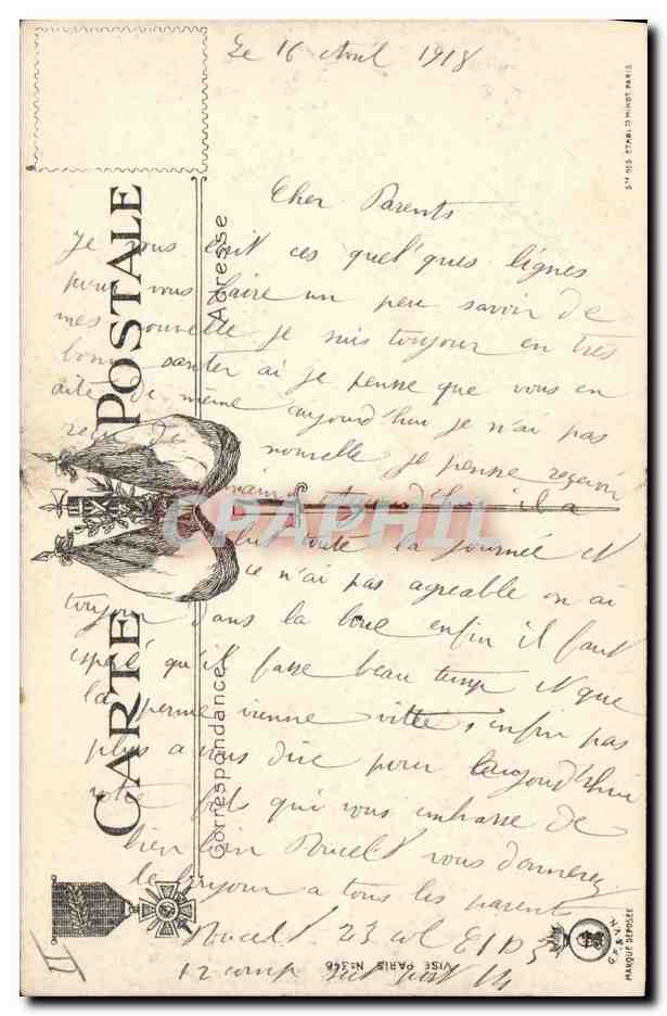 CPA Militaria Tranchees  — Verso