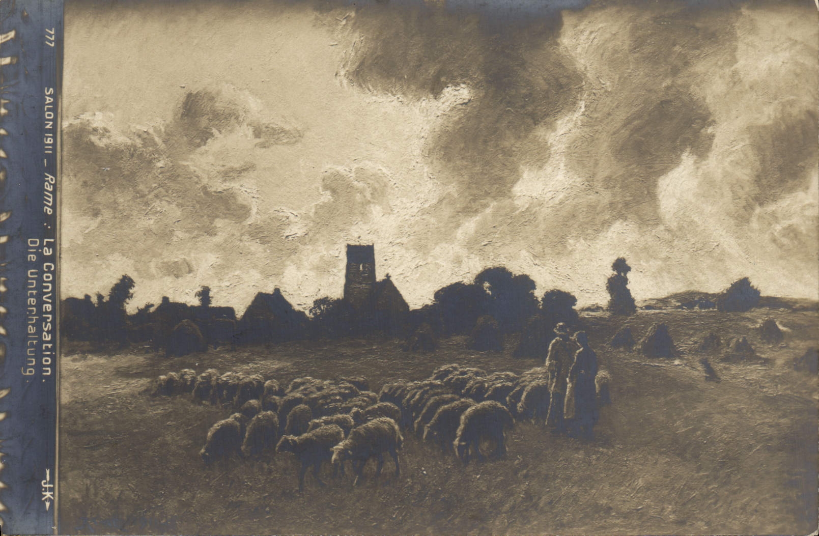 CPA Salon 1911 Rame La conversation Moutons 