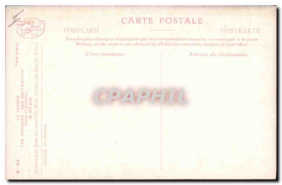 CPA Le verger The orchard  — Verso
