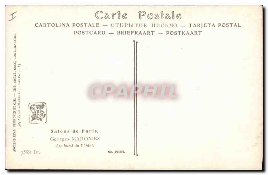 CPA Salons de Paris Georges Maroniez Au bord de l'Odet  — Verso