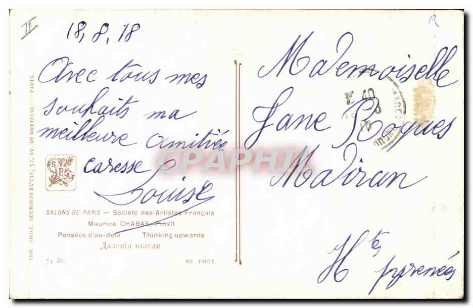 CPA Salons de Paris Maurice Chabas Pensees d'au dela  — Verso