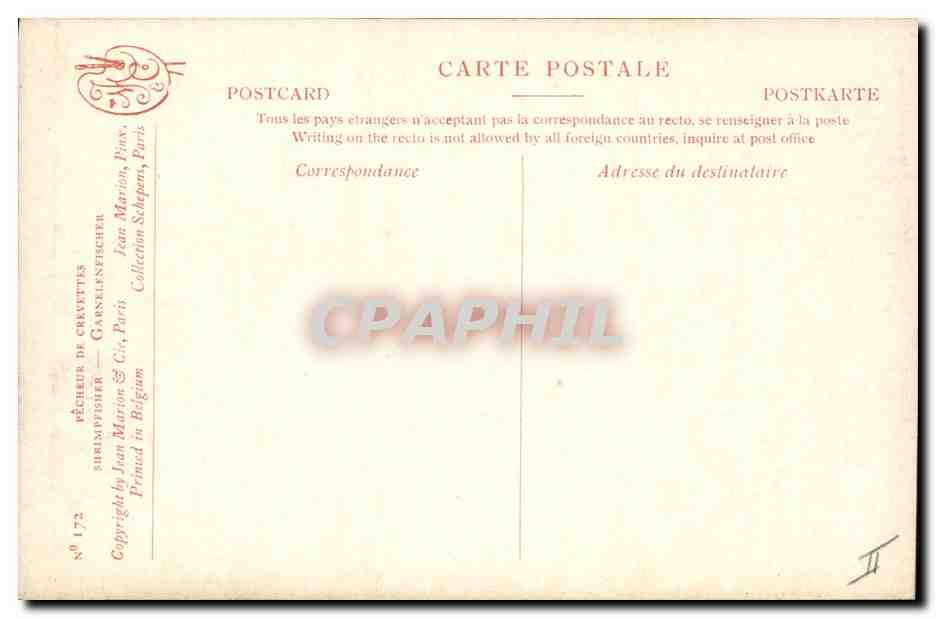 CPA Pecheur de crevettes Jean Marion Schepens  — Verso
