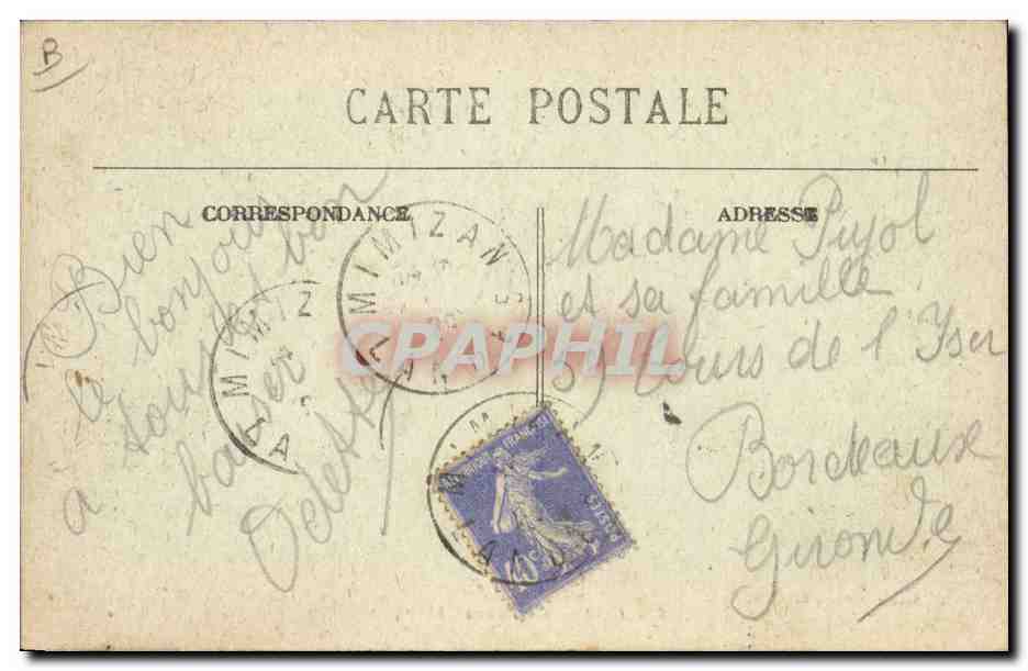 CPA Folklore Au pays Landais Gardiens de moutons — Verso