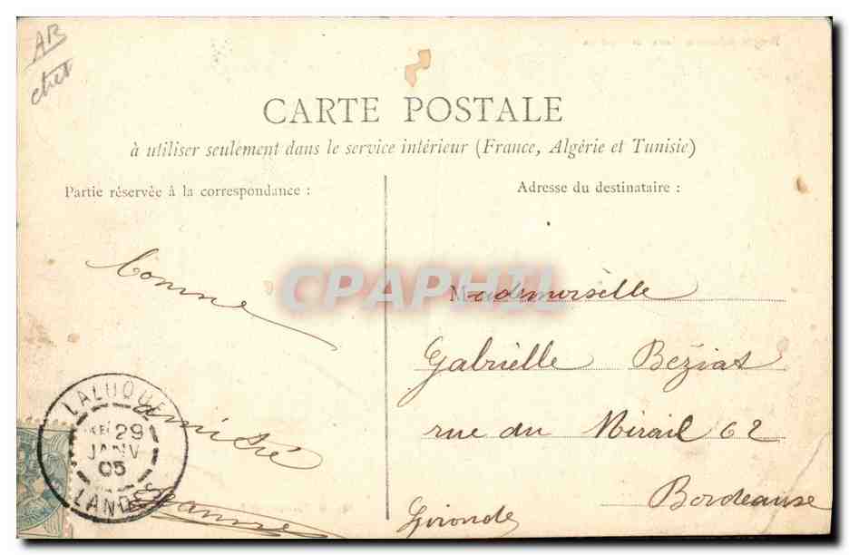CPA Folklore Berger echassier dans les Landes Moutons — Verso