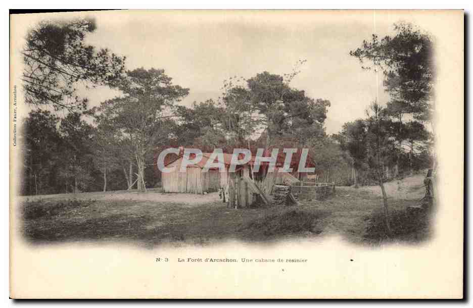 CPA Folklore La foret d'Arcachon Une cabane de resinier 
