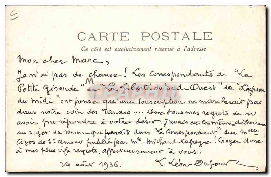 CPA Folklore Landes Binage du Mais Ane Mule — Verso