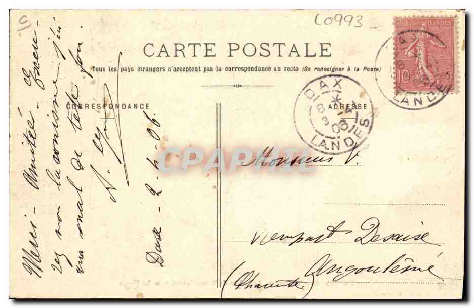 Une Noce dans les Landes — Le Maître de Maison introduisant les Epoux — F. Bernéde, phot. Arjuzaux (Landes) — Verso