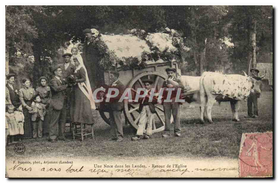 Une Noce dans les Landes - Retour de l'Église — F. Bernède, phot., Arjuzanx (Landes)
