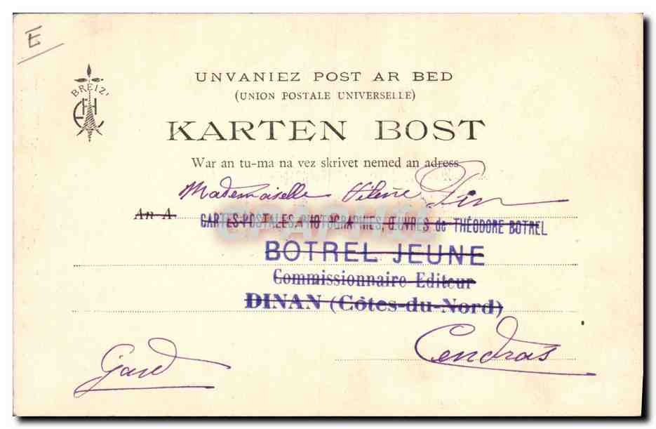Botrel chez lui — Tableau de M. Paul de Frick (Salon de 1902) — Éditeur Théodore Botrel — Verso