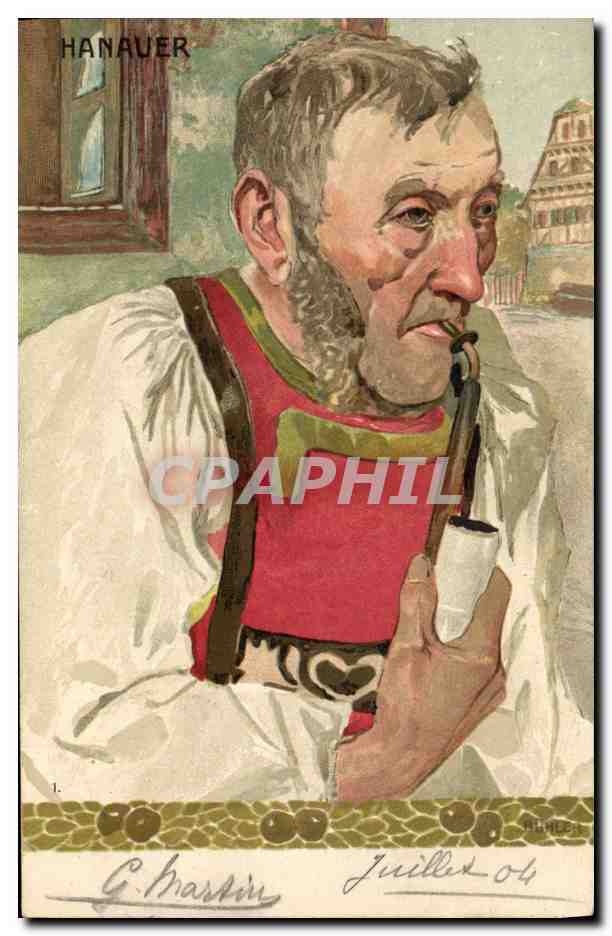 Hanauer — homme en costume traditionnel fumant une pipe — G. Martin, n°1