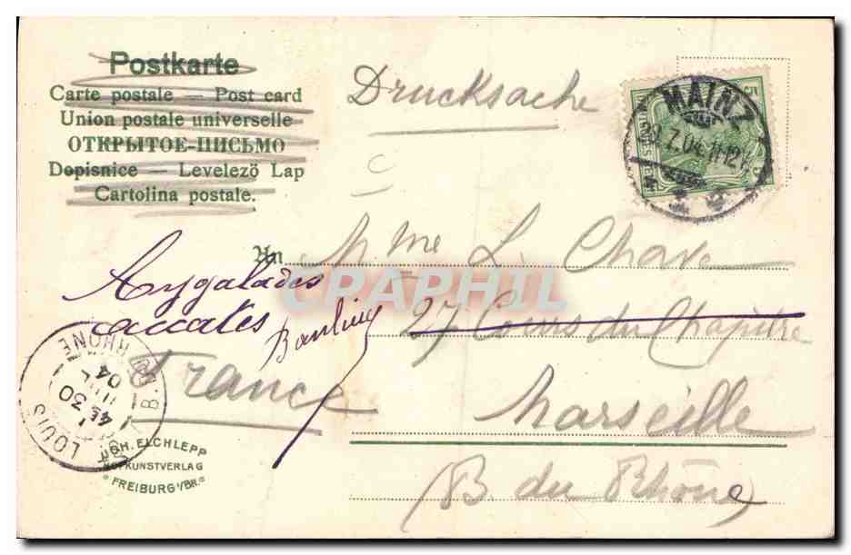 Hanauer — homme en costume traditionnel fumant une pipe — G. Martin, n°1 — Verso