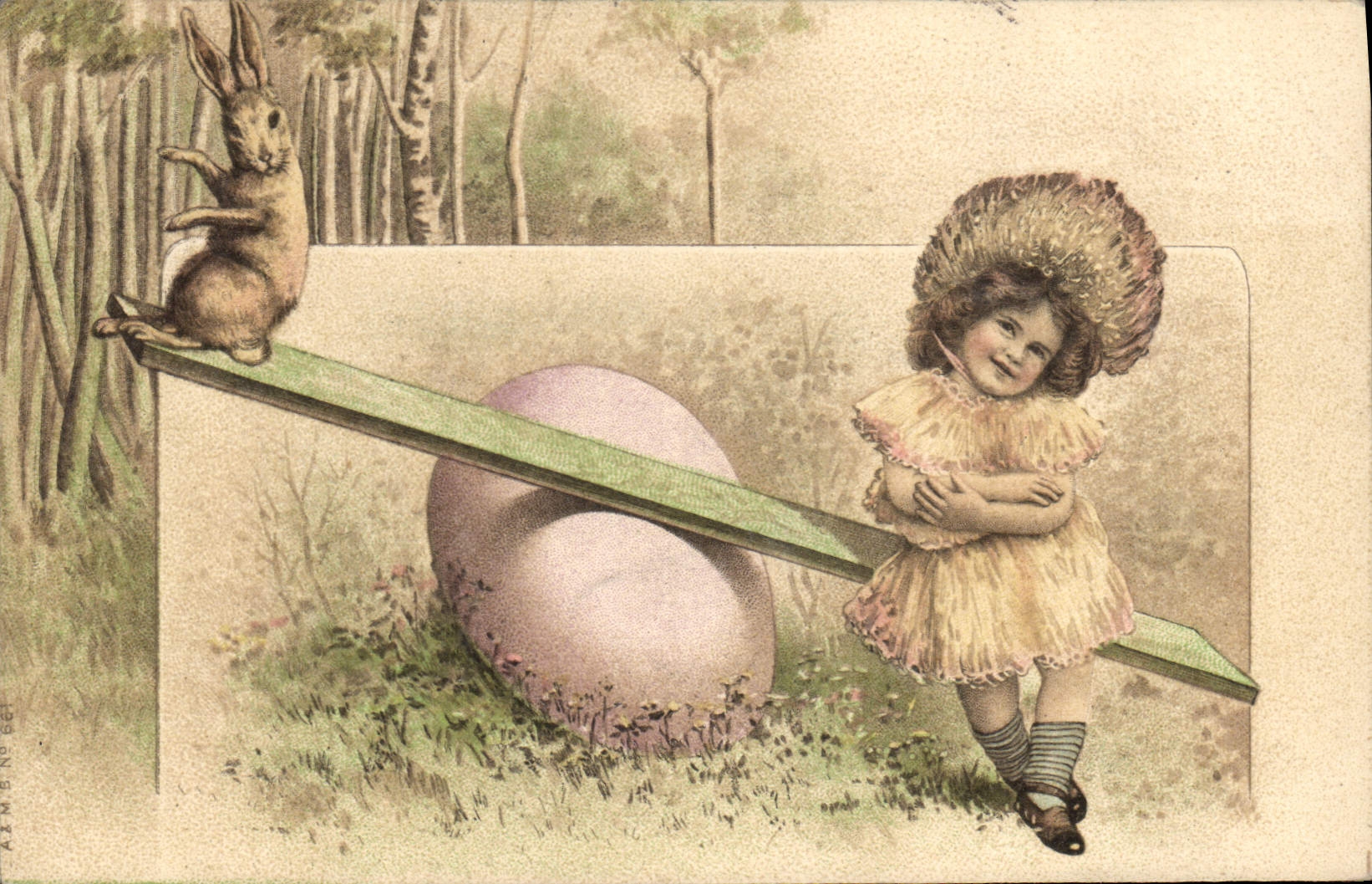 CPA Fantaisie Enfant Lapin Oeuf 
