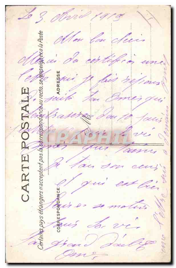 CPA Fantaisie Homme — Rückseite