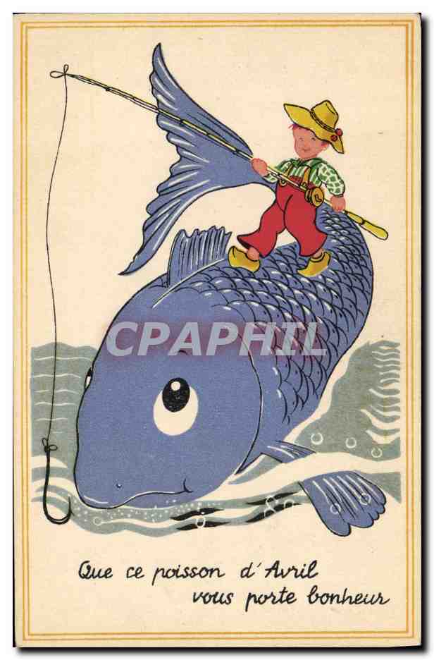 CPA Fantaisie Enfant Poisson 1er Avril 