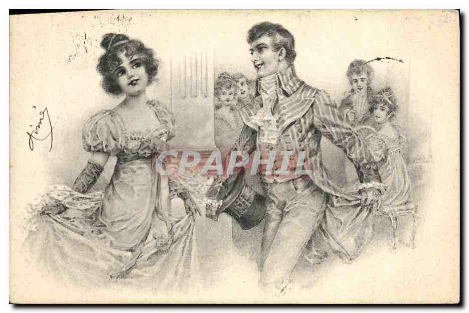 Jeune couple en costume d'époque — scène de bal — D.T.C., L. Ser. 149, No. 6