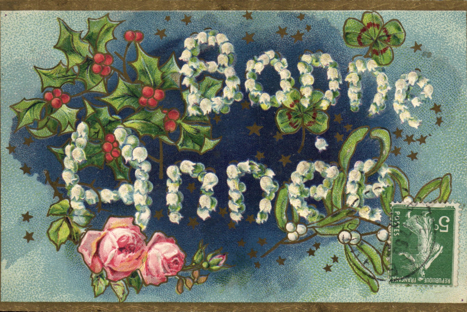 CPA Fantaisie Fleurs Bonne annee