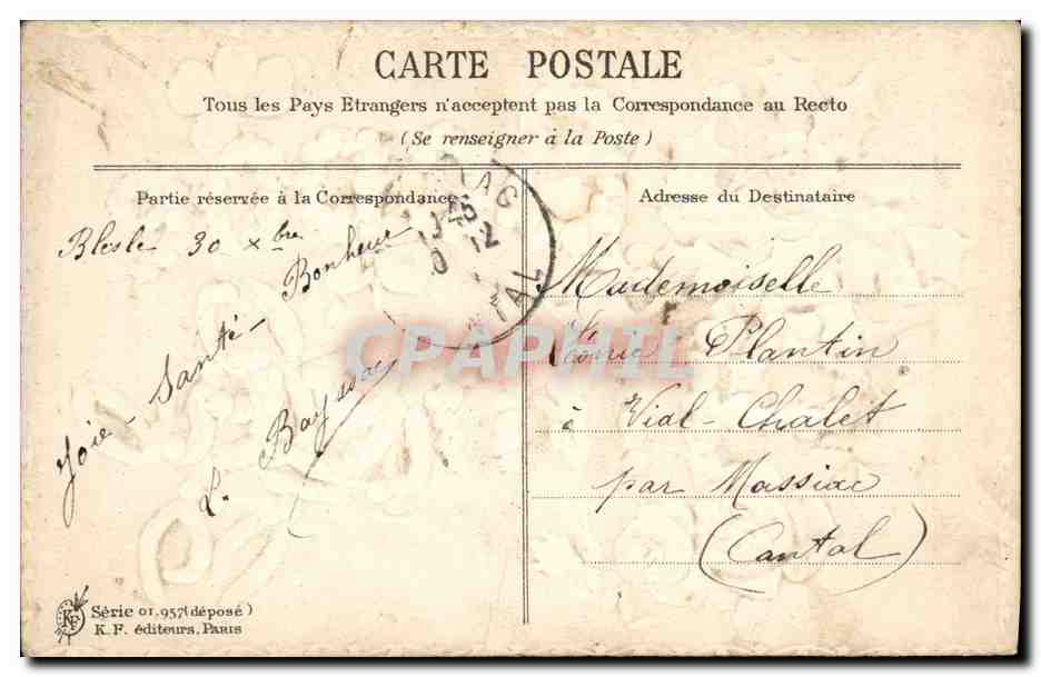 CPA Fantaisie Fleurs Bonne annee — Rückseite