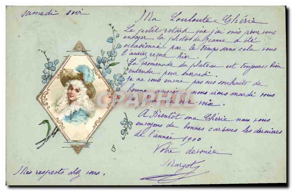 Femme en costume d'époque — illustration en losange — éditeur Gazzino, n° 17