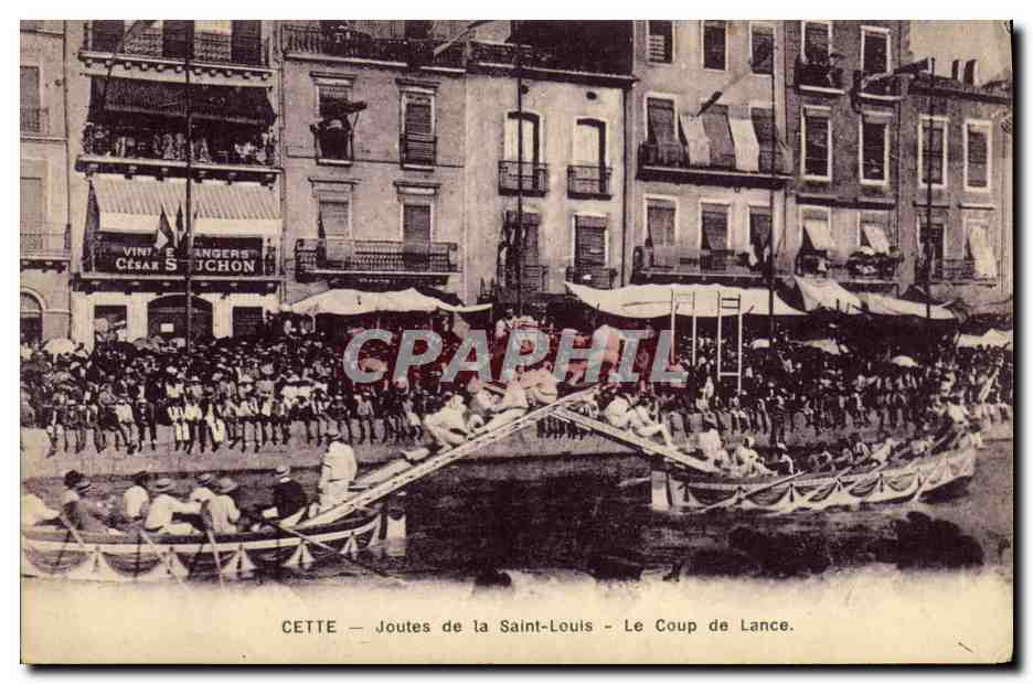 CPA Cette Joutes de la Saint Louis Le coup de lance