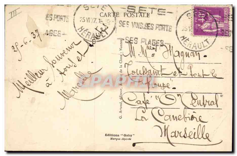 CPA Sete Les joutes — Rückseite