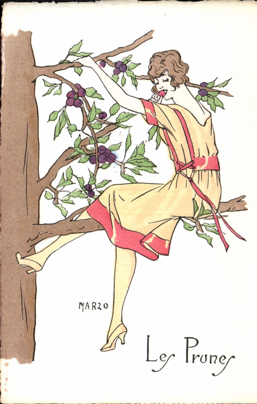 CPA Fantaisie Illustrateur Marzo Femme Les prunes