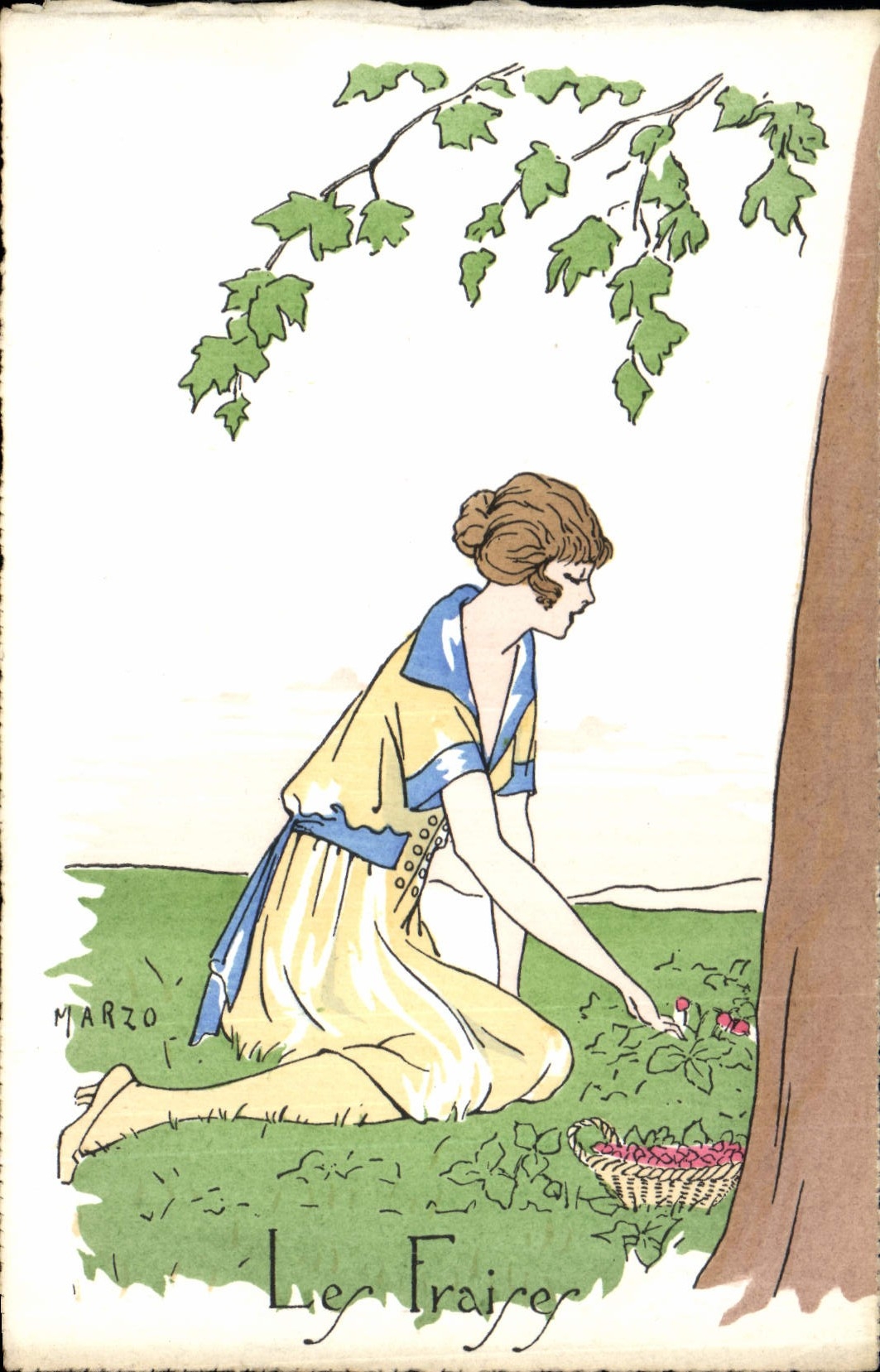 CPA Fantaisie Illustrateur Marzo Femme Les fraises