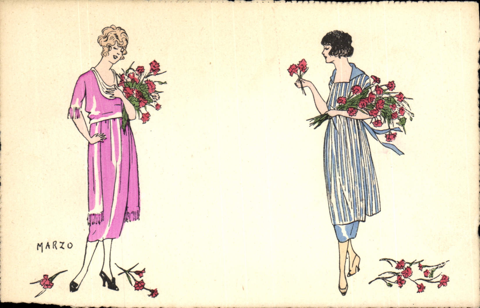 CPA Fantaisie Illustrateur Marzo Femmes