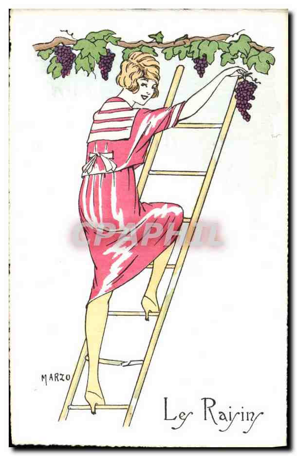 CPA Fantaisie Illustrateur Marzo Femme Les raisins