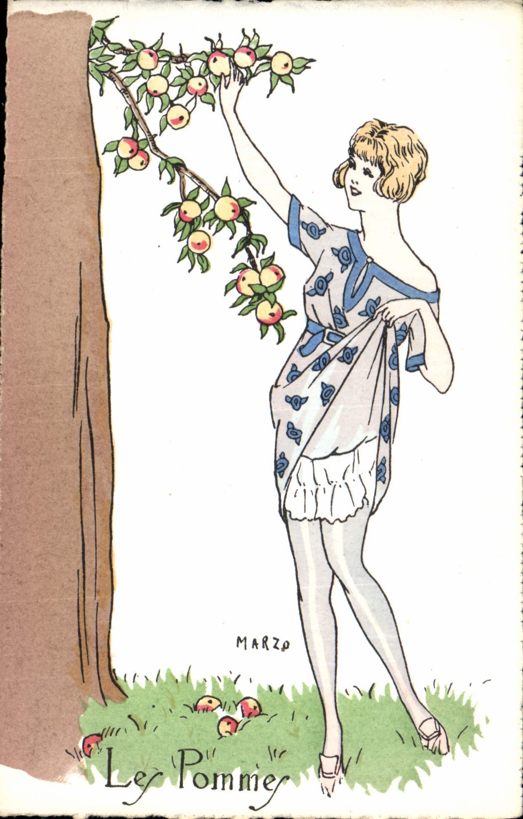 CPA Fantaisie Illustrateur Marzo Femme Les pommiers