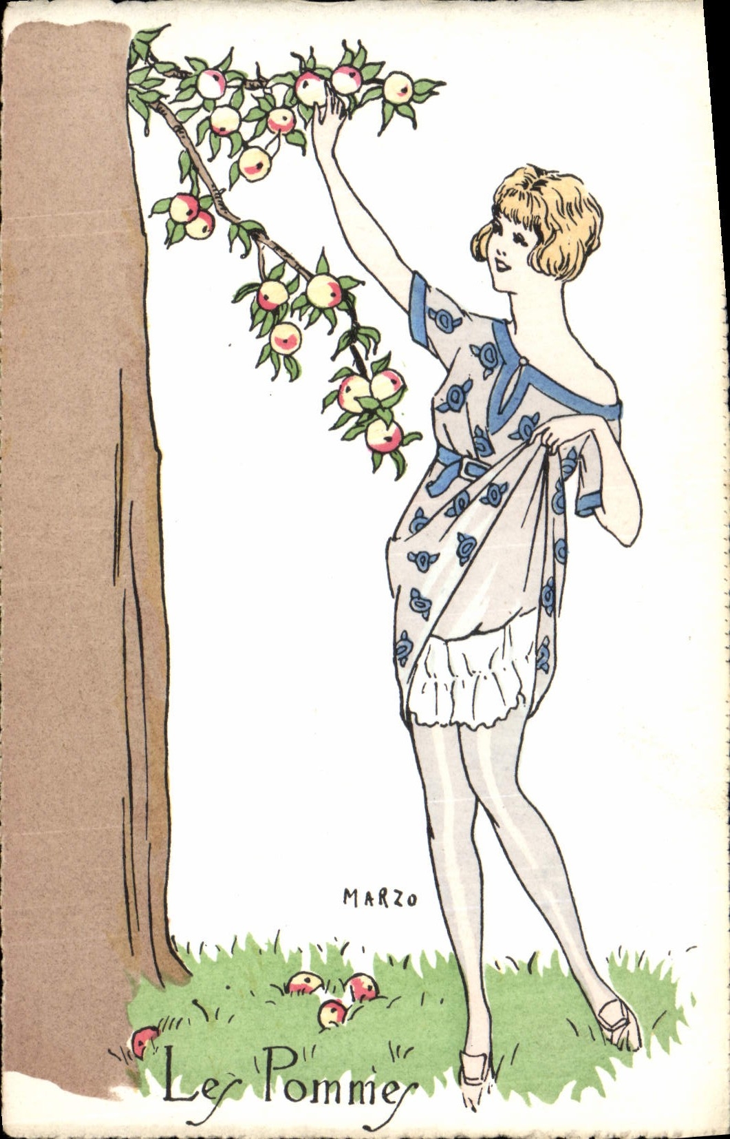 CPA Fantaisie Illustrateur Marzo Femme Les pommiers