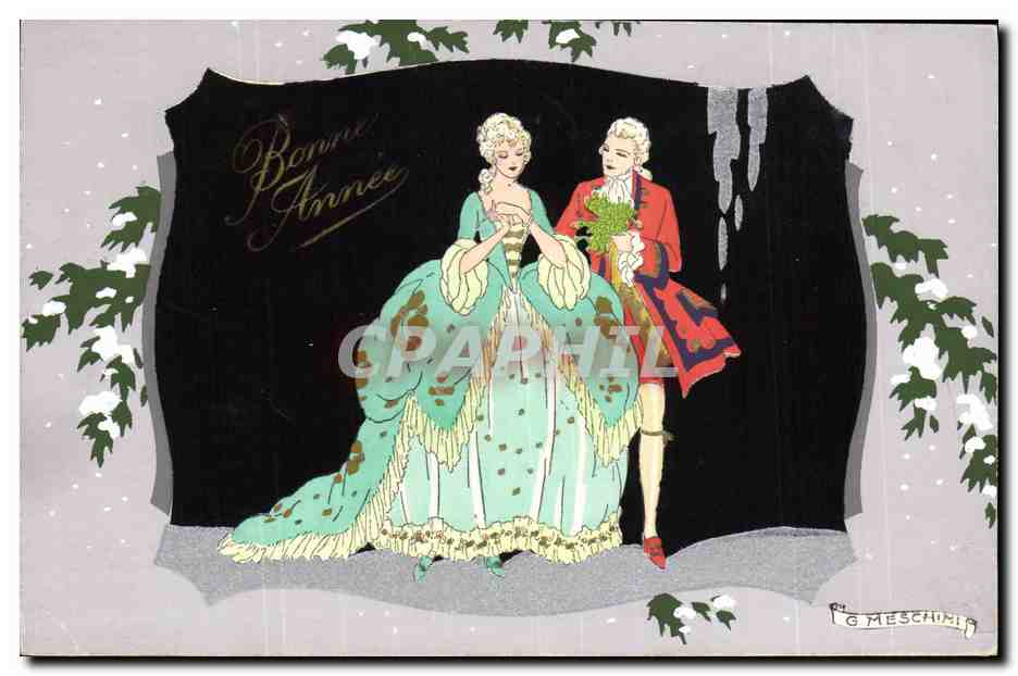 CPA Fantaisie Illustrateur Meschini Femme Bonne annee
