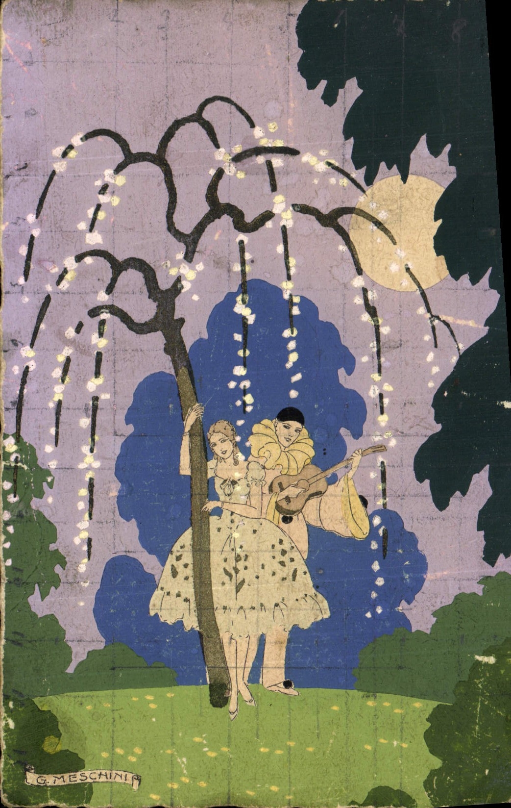 CPA Fantaisie Illustrateur Meschini Femme Pierrot 