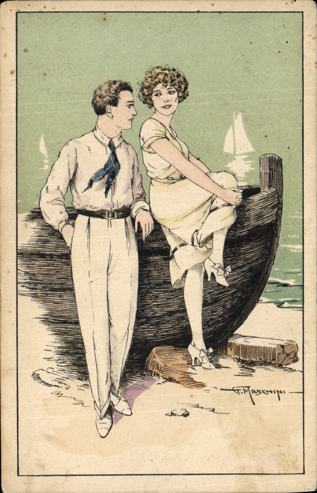 CPA Fantaisie Illustrateur Meschini Femme
