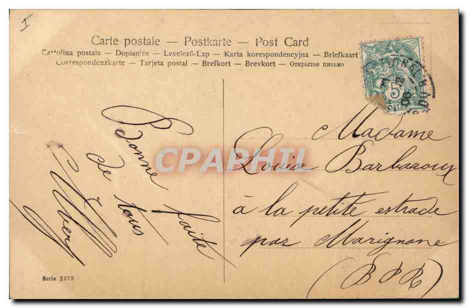Jeune femme avec lyre — lac et nénuphars — éditeur L. B. n° 2873 — Verso