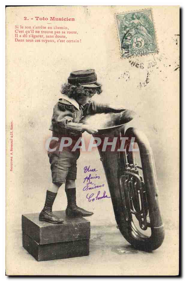 Toto Musicien — Kind, das eine Tuba spielt — Phototype A. Branger, Nancy, n°2