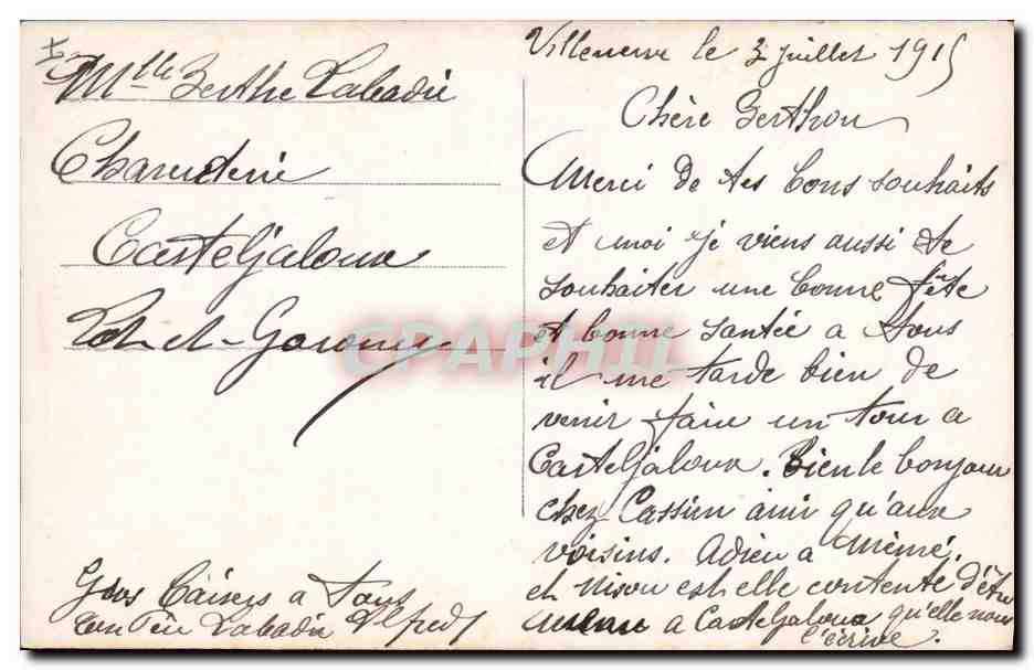 CPA Femme  — Rückseite