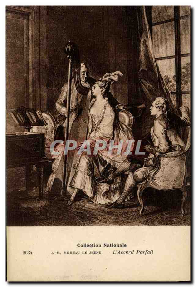 CPA Moreau le jeune L'accord parfait Harpe 