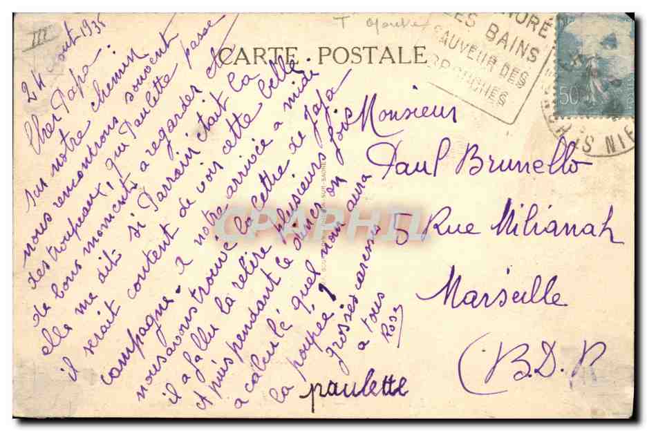 St-Honoré-les-Bains — Pâturage du Mont Genièvre — Ed. Jacquet — Verso